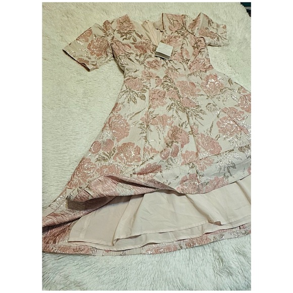 Gal Meets Glam Adair Pink Passion Rose Jacquard Fit & Flare Dress - Picture 11 of 17